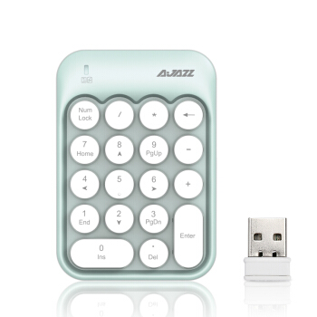
                                        AJAZZ（AJAZZ）AK18 苹果电脑2.4G无线巧克力圆形键帽无线迷你数字盘小键盘 笔记本usb财务会计 薄荷绿                